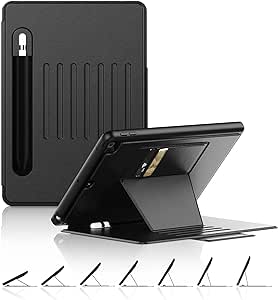 New iPad 9th/8th/7th Generation Magnetic Stand Case 10.2 Inch,BLOSOMEET Auto Sleep/Wake Cover with Pen Holder, Card Slot for iPad 10.2 2021/2020/2019,Black