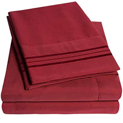 1500 Supreme Collection Extra Soft Twin Sheets Set, Burgundy - Luxury Bed Sheets Set With Deep Pocket Wrinkle Free Hypoallergenic Bedding, Over 40 Colors, Twin Size, Burgundy