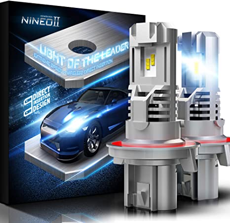 NINEO Wireless H13 LED Headlight Bulbs w/Mini Design | 100% Direct Insertion | 9008 All-in-One Conversion Kit ZES Chips 10000LM 6500K Cool White