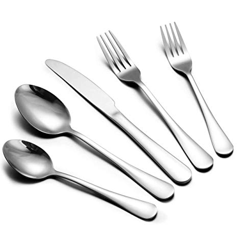 Estmoon 60-Piece Silverware Flatware Set - Stainless Steel Cutlery Flatware Set Service for 12, Mirror Finish, Dishwasher Safe, Suitable Home Kitchen Hotel Restaurant Tableware Set