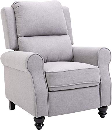 HOMCOM Modern Manual Recliner Armchair Sofa with Retractable Footrest, Grey