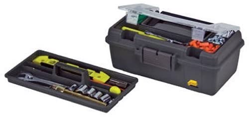 Plano 114-002 13-Inch Compact Tool Box, Graphite Gray with Black Handle and Latches