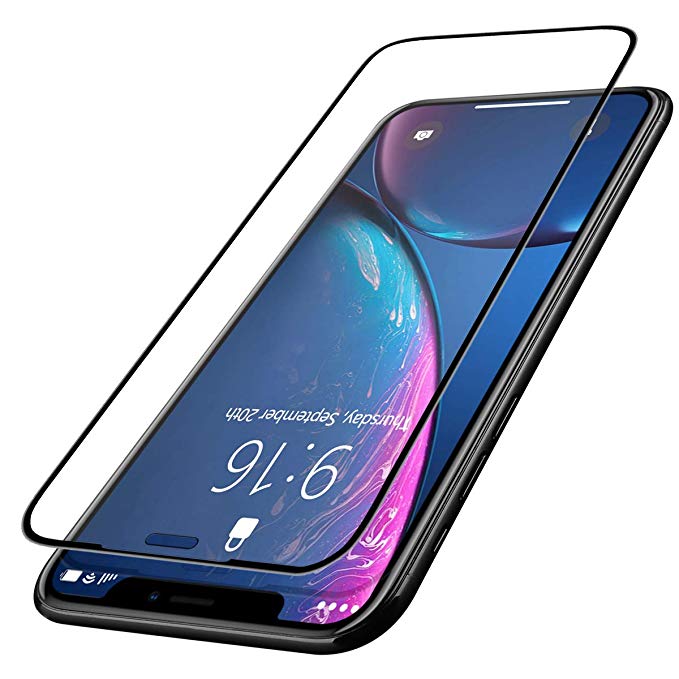 Benks iPhone XR Screen Protector Tempered Glass with 3D Curve Edge Full Coverage Frame Premium 3D Touch High Transparency Protective Film 0.3mm 9H (Compatible with Apple iPhone XR, 6.1-Inch)