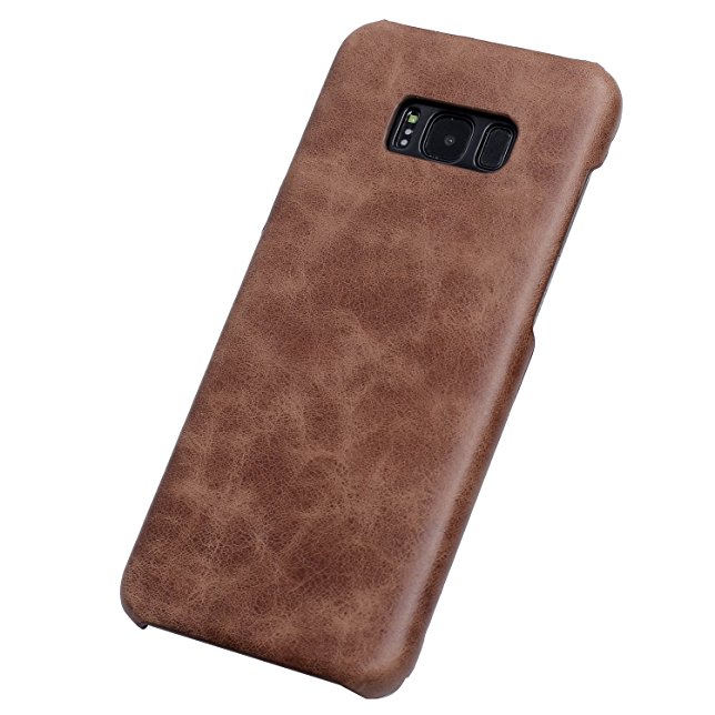 Ying ze Galaxy S8 Premium Soft Matte Cowhide Leather Ultra Slim Back Cover for Galaxy Galaxy S8 (Brown)