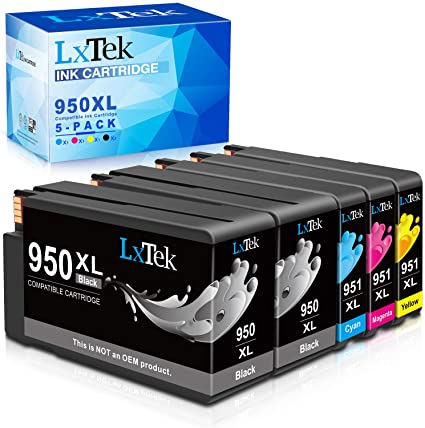 LxTek Compatible Ink Cartridge Replacement for HP 950 950XL 951 951XL Ink Cartridge (5 Pack), Work with OfficeJet PRO 8600 8610 8620 8630 8100 8625 8615 276dw (2 Black, 1 Yellow, 1 Magenta, 1 Cyan)