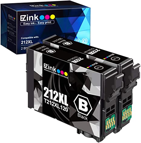 E-Z Ink (TM) Remanufactured Ink Cartridge Replacement for Epson 212XL 212 XL T212XL to use with Workforce WF-2830 WF-2850 Expression Home XP-4100 XP-4105 Printer (Black, 2 Pack)