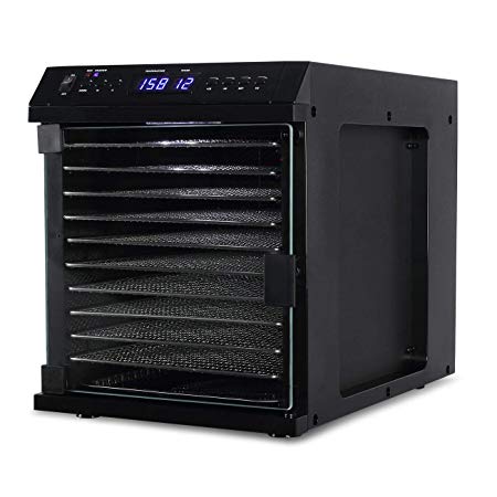 DELLA Deluxe Food Dehydrator, 11 Drying Racks Multi-Tier Food Preserver, Digital Control w/Timer & Temperature (Black)