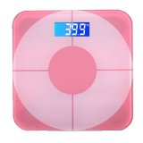 Body Digital Bathroom Scale Woodsam TM Pink Glass Personal Weight Health Fitness LCD Screen Max 360lbs