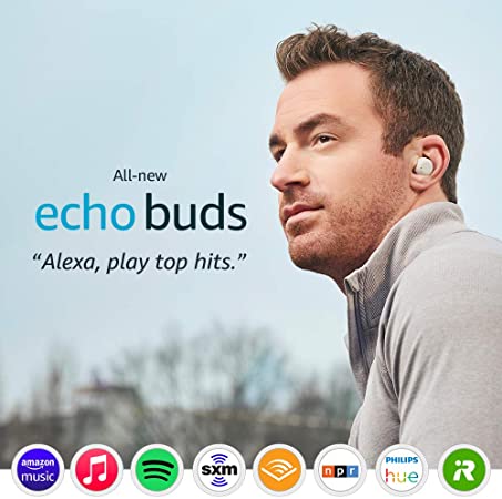 All-new Echo Buds (2nd Gen) | Wireless earbuds with active noise cancellation and Alexa | Glacier White