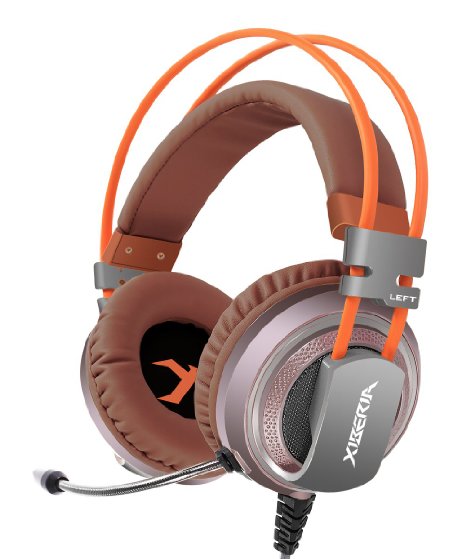 XIBERIA V10 USB Headset Over-ear Surround Sound Gaming Headphones with Flexible Microphone - Brown