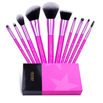 Docolor 10Piece Makeup Brushes Set Premium Kabuki Lavender Star Brushes Synthetic Foundation Blending Blush Face Eyeliner Shadow Brow Concealer Lip Brush Tool Beauty Collection Cosmetic Brushes Kit