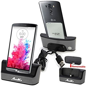 LG G3 Charger,LG G3 Battery Charging Station, AnoKe USB 3.0 Dual Sync Desktop Charging Docking Station Cradle - Support Charging Spare Battery for LG G3 Mobile Cell Phone Charger Dock