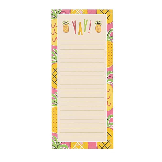 Darice 30076533 Memo Pad with Magnet: Pineapple Print, 60 Sheets, 8 x 3.5 inches, Multicolor