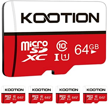 KOOTION 5-Pack 64GB Micro SD Card Class 10 Micro-SDXC Memory Card UHS-I, High Speed Flash TF Card for Security Camera/Smartphone/Drone/Dash Cam/Tablet/PC, C10, U1, 64GB 5pack