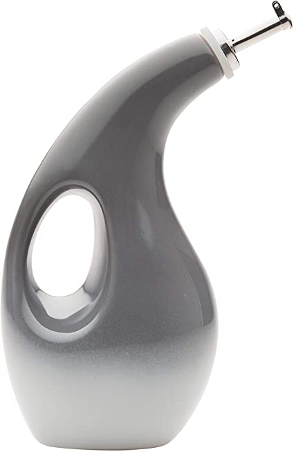 Rachael Ray Solid Glaze Ceramics EVOO Olive Oil Bottle Dispenser with Spout - 24 Ounce, Gray