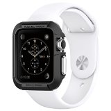 Apple Watch Case Spigen Rugged Armor Resilient Black - Include 2 Screen Protectors Ultimate protection from drops and impacts for Apple Watch 38mm 2015 - Black SGP11485