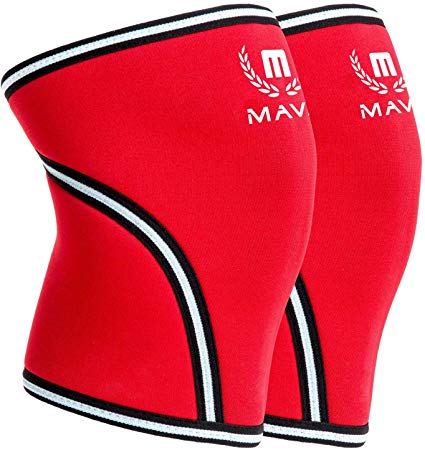 Mava Sports Pair of Knee Compression Sleeves Neoprene 7mm for Men & Women for Cross Training WOD, Squats, Gym Workout, Powerlifting, Weightlifting