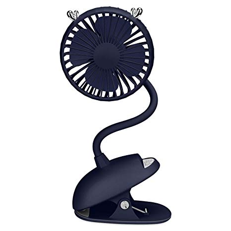 ZONSK Adjustable Clip Fan, Flexible Neck USB Fan, Battery Operated Portable Desk Fan for Stroller, Desktop, Home, Office, Outdoor, Indoor (Blue)