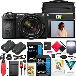 Sony a6700 Alpha APS-C Mirrorless Camera 26MP 4K with 18-135mm Lens Kit ILCE-6700M Bundle with Deco Gear Photography Bag   Flash   Extra Battery   Dual Charger   Software & Deluxe Accessories Kit