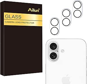 Ailun 3 Pack Camera Lens Protector for iPhone 16 6.1" ＆ iPhone 16 Plus 6.7",Tempered Glass,9H Hardness,Ultra HD,Anti-Scratch,Easy to Install,Case Friendly [Does not Affect Night Shots]