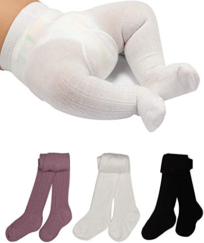Baby Toddler Girls Tights 3 Pack Knit Cotton Leggings Pants for Infant Girl Stockings