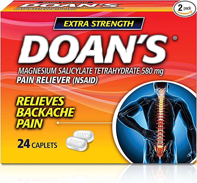 Doan's Backache Pain Reliever - Extra Strength - 24 Count Caplets Per Box - Pack of 2