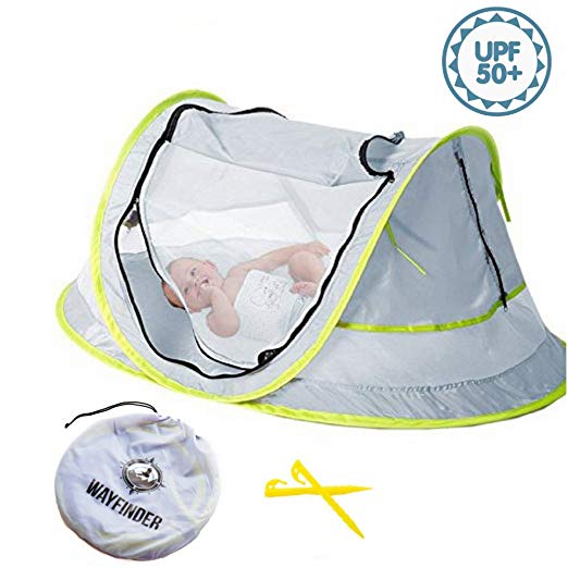 Wayfinder TravelTot, Baby Travel Tent Portable Baby Travel Bed Indoor & Outdoor Travel Crib Baby Beach Tent UPF 50  UV Protection w/Mosquito Net and 2 Pegs