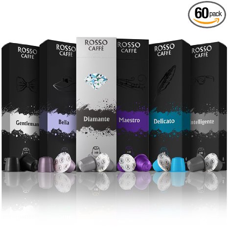 Nespresso Compatible Capsules - Premium Pack (60 Pods) - Fit to All Original Line Machines - By Rosso Caffe