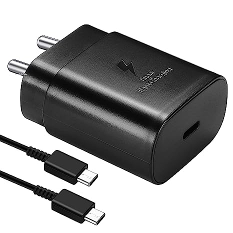 T3S 25W Super Fast Charger Adapter with Cable for Galaxy S22/S21 /S21 Ultra/S20/S20 /S20 Ultra/Note20 Ultra/Note10  Series (Black)