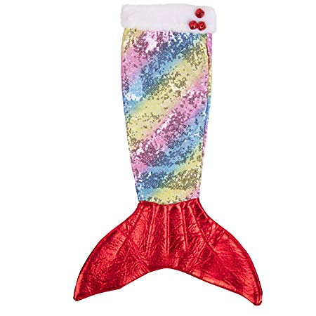 SCS Direct 1 Pc Mermaid Christmas Rainbow Unicorn Sequins Stocking - Customize Your Gift Giving This Holiday