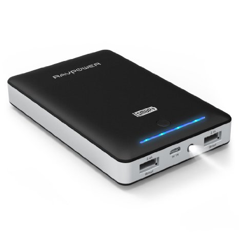 Portable Charger RAVPower 13000mAh Powerful 5V  45A Dual USB Output Power Bank External Battery Pack with iSmart Technology - Black