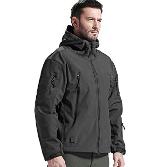 FREE SOLDIER Men's Fleece Lined Softshell Jacket Water Resistant Tactical Jacket