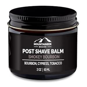 Mountaineer Brand All Natural Post Shave Balm | Soothes, Cools, and Refreshes Sensitive Skin After Shaving | Aftershave Lotion For Men | Calms Irritation | Smokey Bourbon Scent | 2oz