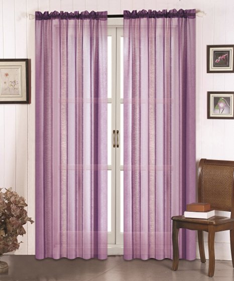 All American Collection New 2pc High Quality Doli Sheer Curtain 60"x84" (Lavender)