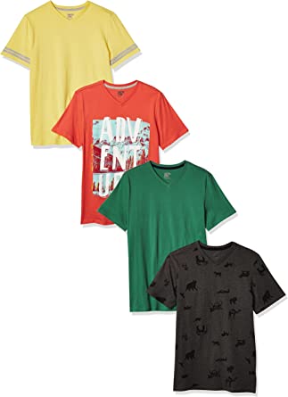 Spotted Zebra Boys and Toddlers' Short-Sleeve V-Neck T-Shirts, Multipacks