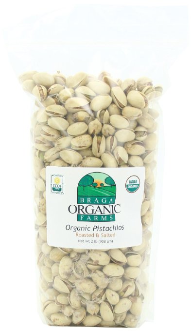 Braga Organic Farms Inshell Pistachios, Roasted and Salted, 2 Pound