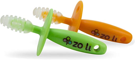 ZOLI - CHUBBY GUMMY - gum massaging teethers (2 pcs) - Green & Orange