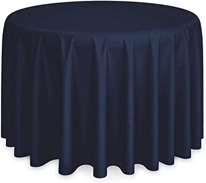 Lann's Linens - 5 Premium 120" Round Tablecloths for Wedding/Banquet/Restaurant - Polyester Fabric Table Cloths - Navy Blue