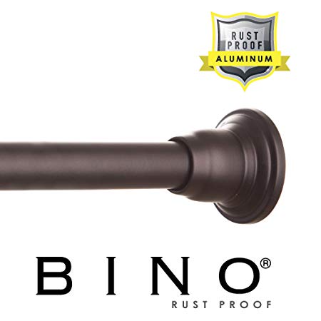 BINO 'Doric' Rust Proof Aluminum Shower Curtain Tension Rod - 42" to 72" - Adjustable Bathroom Stall Tension Pole (Bronze)