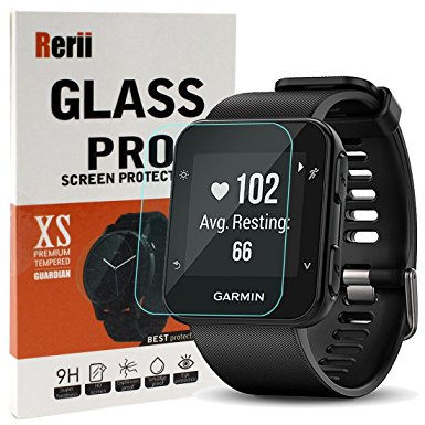 Garmin Forerunner 35 Screen Protector, Rerii [ 2-Pack] Tempered Glass Screen Protector for Garmin Forerunner 35, High Definition, 9H Hardness, 0.3mm Thickness, Real Glass Screen Protector