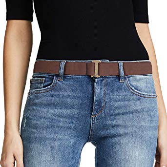 No Show Women Stretch Belt Invisible Elastic Web Strap Belt with Flat Buckle for Jeans Pants Dresses