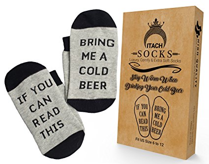 Funny Novelty Socks   Gift Box - If You Can Read This Bring Me a Cold Beer - Gift Idea for Birthday, Mothers Day, Dad and Best Friends - By ITACH