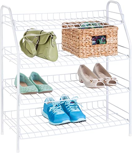 Honey-Can-Do SHO-05269 4-Tier Wire Shoe Shelf Rack, 25.75 x 11.63 x 27.88, White