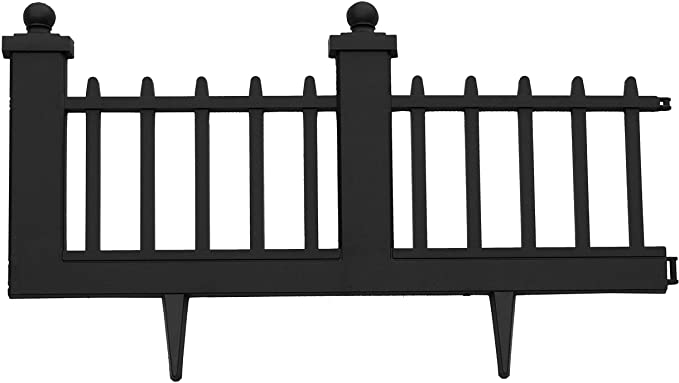 Emsco Group 2096-1 Estate Series Wrought-Iron Style Resin Construction – 10 Feet-Black Garden Border Fence, Pack