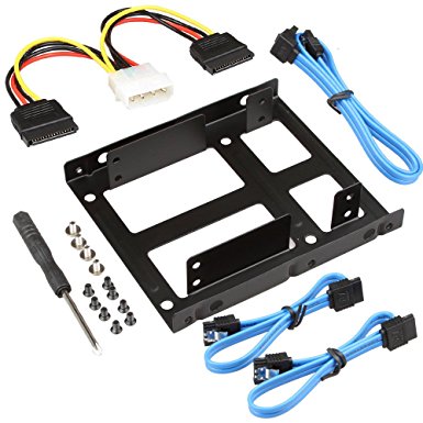 SHARPALIN 3.5 Inch to x2 SSD/2.5 Inch Internal Hard Drive Mounting Kit (3x SATA Data Cables and Power Cables included)