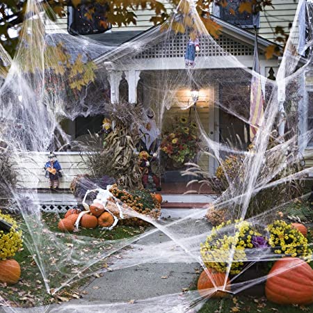 Sizonjoy 800 sqft Halloween Stretch Spider Web Decorations, Large Cobwebs for Indoor Outdoor Halloween Decorations, Halloween Theme Party
