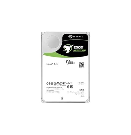 Seagate Exos X18 18TB Enterprise HDD - CMR 3.5" Hyperscale SATA 6Gb/s 7200RPM 512e 4Kn Fast Format Low Latency with Improved Caching (ST18000NM000J)