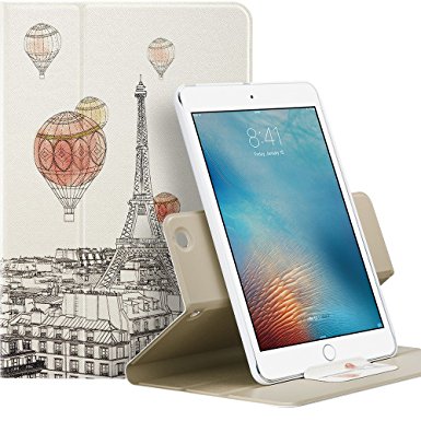 iPad Mini 2 Case, ESR 360 Degree Rotating Folio Case Stand Smart Cover Case with Auto Wake/Sleep Function for Apple iPad Mini 1/2/3(Fascinating Paris)