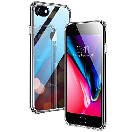 ESR Mimic Series Glass Case for iPhone 8 Case/iPhone 7 Case, 9H Tempered Glass Hybrid Back Cover   Soft TPU Bumper, Clear