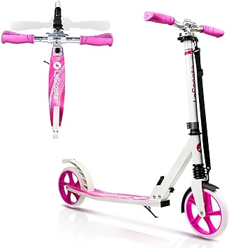 LaScoota Foldable Adult Scooter - Also Great as a Scooter for Kids Ages 8-12 & Teenagers 11-15 - Big 200mm Wheels - Kick Scooters With Shock Absorption - Great Gift - Up to 105kg